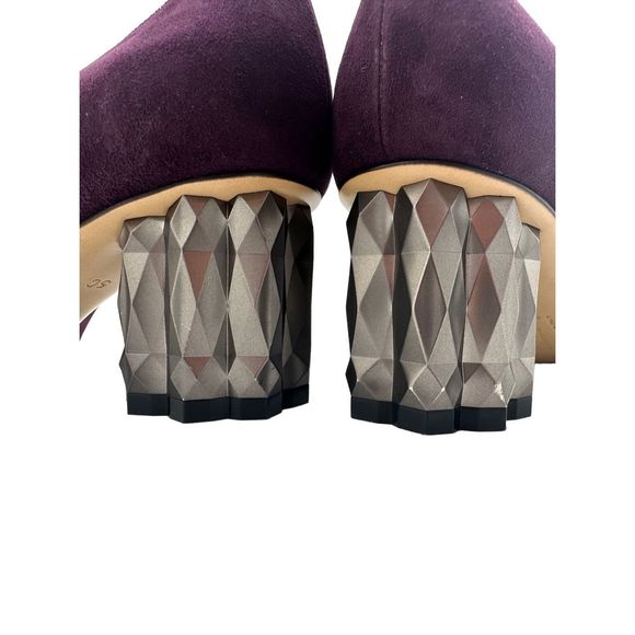 Salvatore Ferragamo Ortensia Suede Mary Jane Purple Silver Geometric Heel Sz 5C - Picture 9 of 11